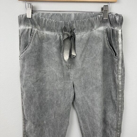 Made in Italy Gray Crinkle Pant Viscosa Blend with Stripe Side Size 2 - Picture 3 of 9